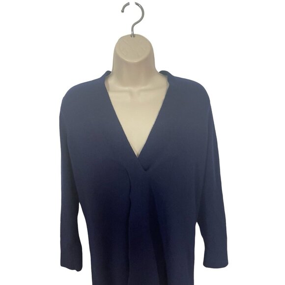 Eileen Fisher Women's Size Small? Wool Blend Deep V-neck Long-Sleeve Tunic Navy - Picture 4 of 11